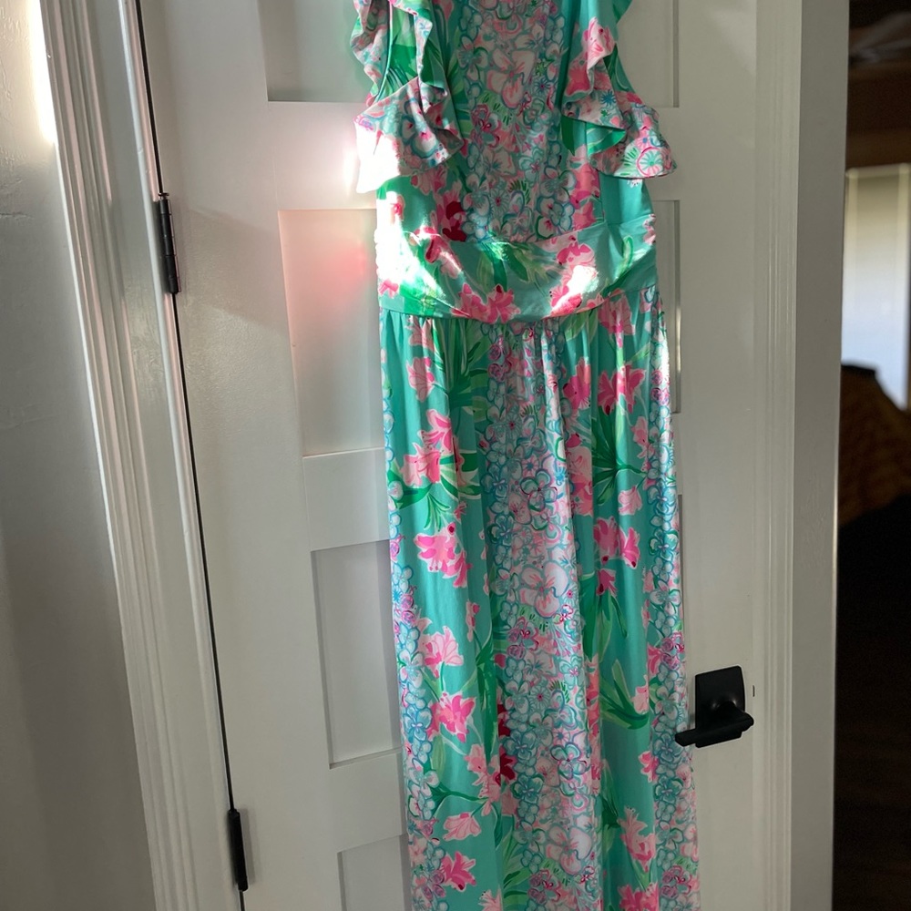 Lilly Cristal Multi maxi Dress Large NWT